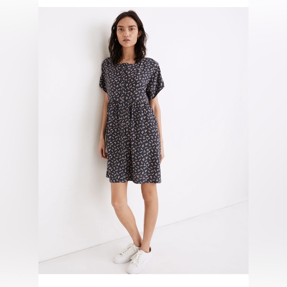Madewell Short-Sleeve Button-Front Mini Dress in Spring Floral